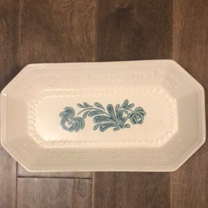 Pfaltzgraff Yorktowne USA Cream Rectangular Ceramic bread Tray green Blue Floral